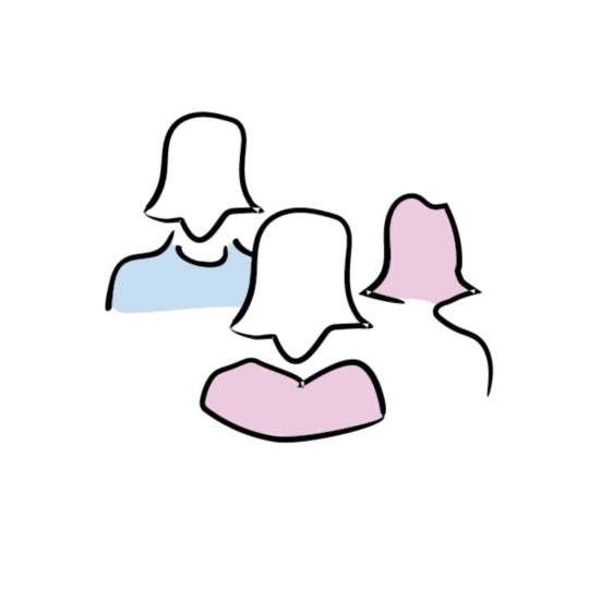 Illustration of three girls representing how we We believe that girls bodies are unique. We believe that their apparel should give them both comfort & confidence. We strive to offer sizes for all girls.   Our sizing ranges from 8 - 22