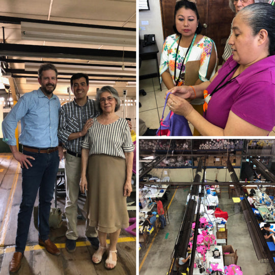 Our co-founder Bill Rietz with our responsible manufacturing partner. We strive to ensure that our manufacturing partners offer a fair and sustainable wages, reasonable hours and a safe working environments.