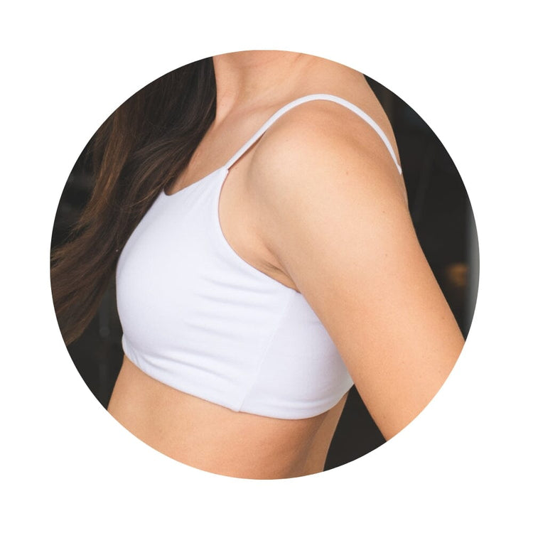 Girl wearing white bleum bra closeup