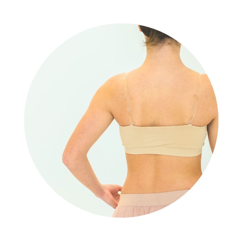 Clear#Chloe Strapless Bra Clear Straps from back closeup