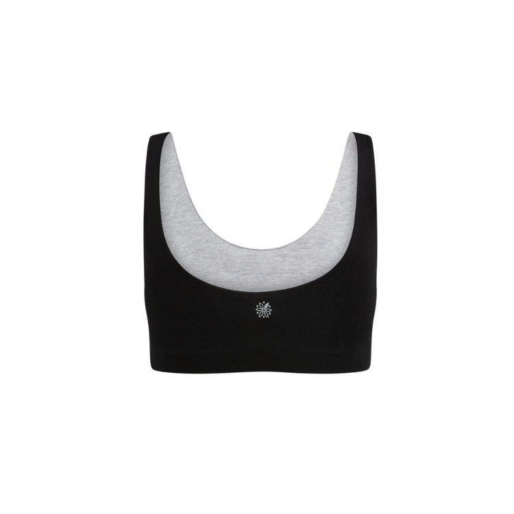 A black Aster Organic Tank Bra from Bleuet, back view.
