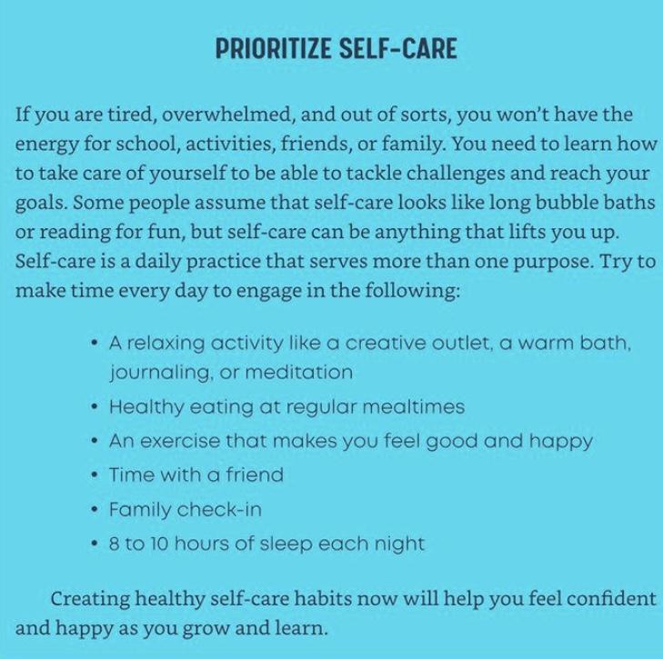 Prioritizing Self-Care from Katie Hurley's New Book: A Year of Positive Thinking for Teens