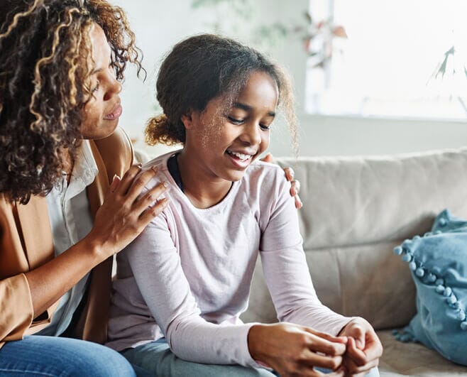 Mum talks to daughter about puberty in girls