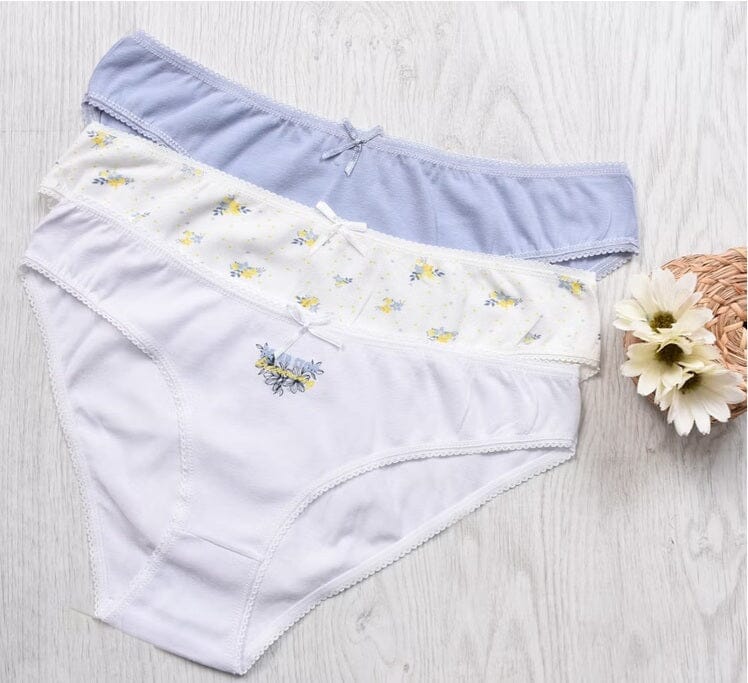 An image of three pairs of young girls’ underwear. 