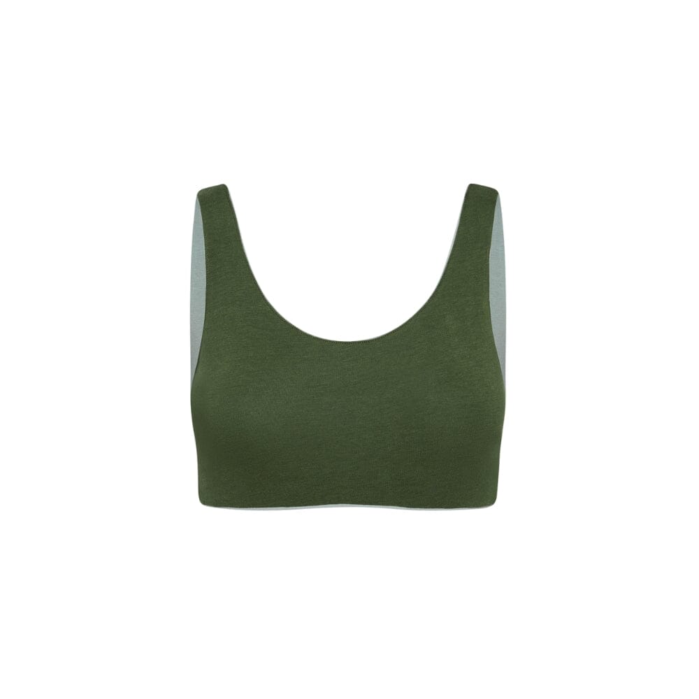 Mist-Moss#A moss green Aster Organic Tank Bra from Bleuet, front view