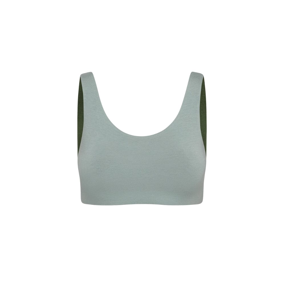 Mist-Moss#A green Aster Organic Tank Bra from Bleuet, front view