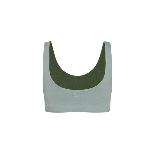 Mist-Moss#A green Aster Organic Tank Bra from Bleuet, back view