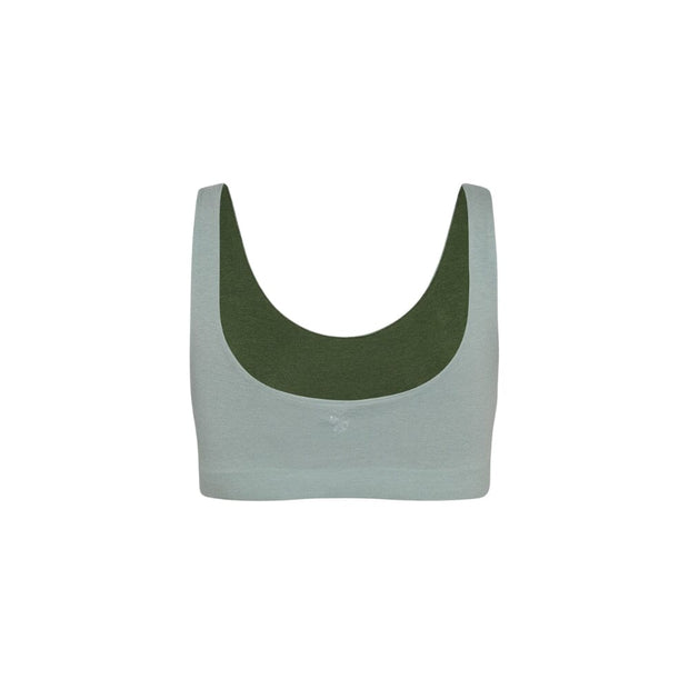 Mist-Moss#A green Aster Organic Tank Bra from Bleuet, back view