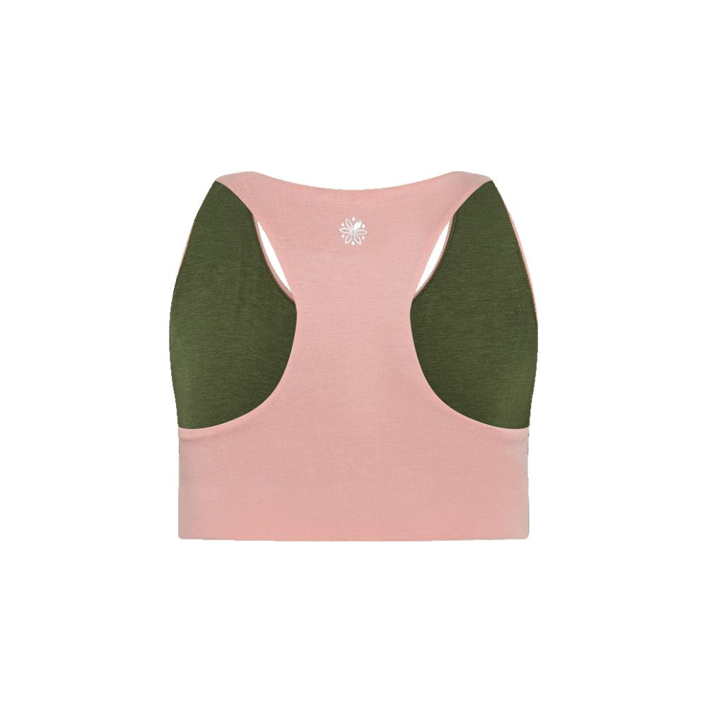 Rose-Moss#Back view of a rose racerback bra sports bra