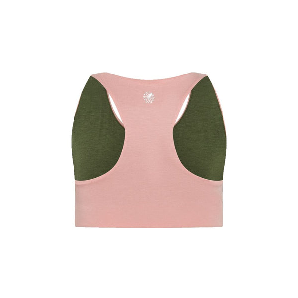 Back view of a rose racerback bra sports bra