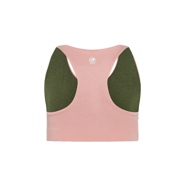 Rose-Moss#Back view of a rose racerback bra sports bra