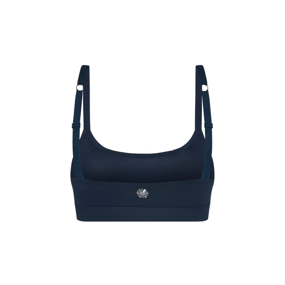 Navy#Navy teen sports bra with thin straps on a white background