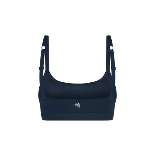 Navy#Navy teen sports bra with thin straps on a white background