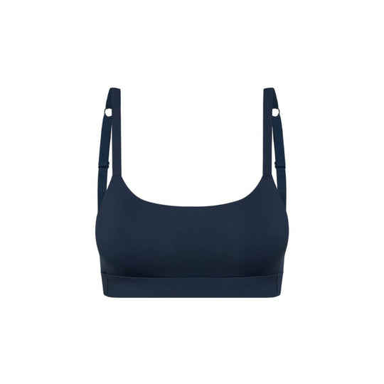 Navy#Navy teen sports bra on a white background