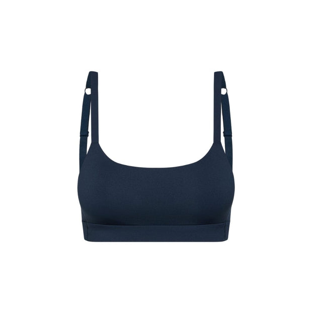 Navy#Navy teen sports bra on a white background