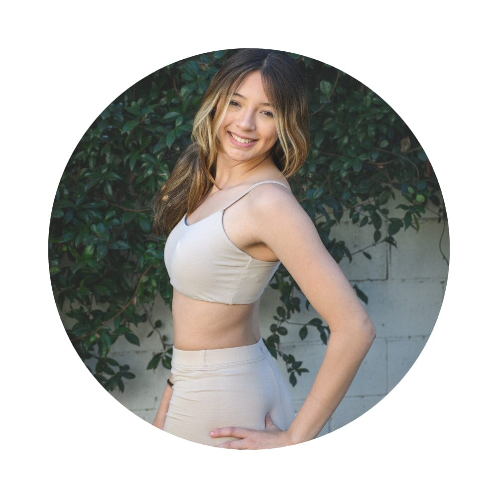 Honey#Teen wearing Bamboo bra and tumble short front