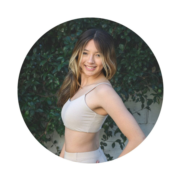 Girl wearing dark beige bra