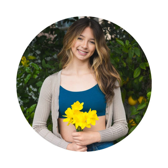 Chai-Steel#Girl holding flowers wearing dark blue bra