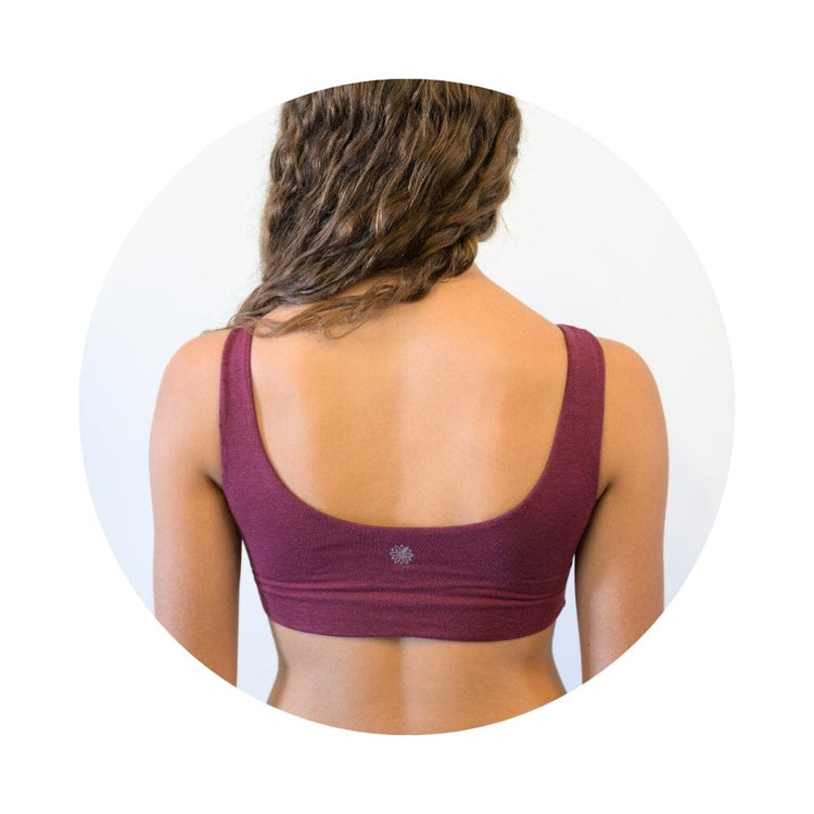 A maroon Aster Organic Tank Girls Bra from Bleuet 