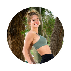 Sage#Girl in best teen sports bra in sage green from side