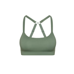 Sage#best teen sports bra in sage green from front with cross straps