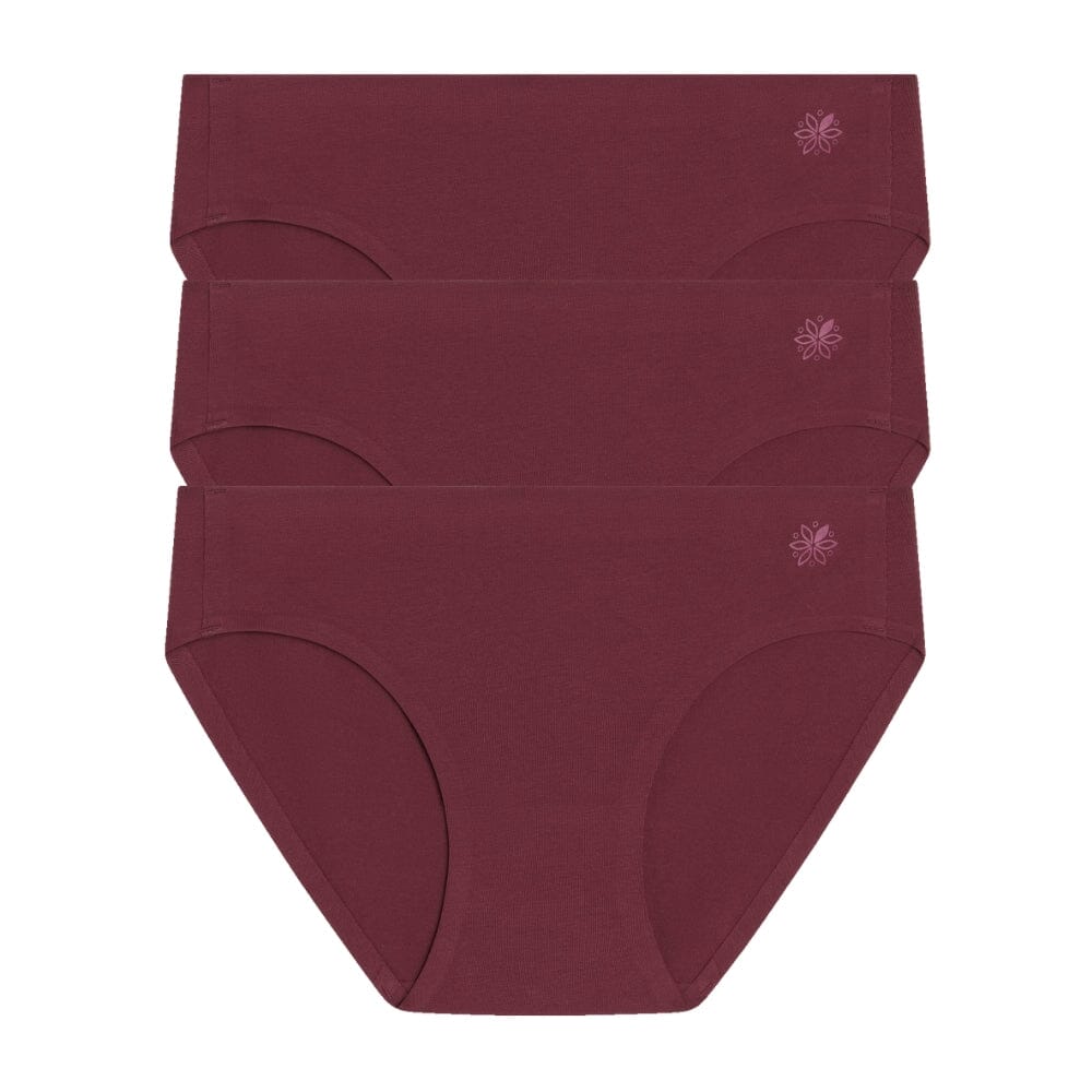 Maroon#Best teen organic cotton hipster briefs in marron from front 3 pack