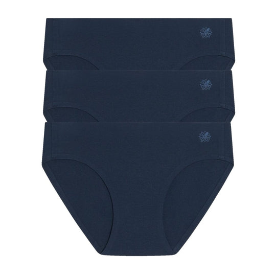 Navy#Best teen organic cotton hipster briefs in navy from front 3 pack