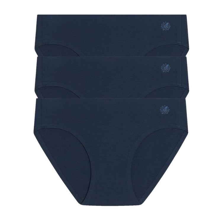 Best teen organic cotton hipster briefs in navy from front 3 pack
