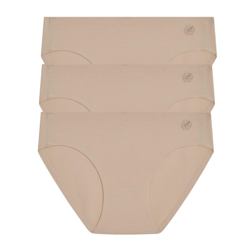 Sand#Best teen organic cotton hipster briefs in sand from front 3 pack