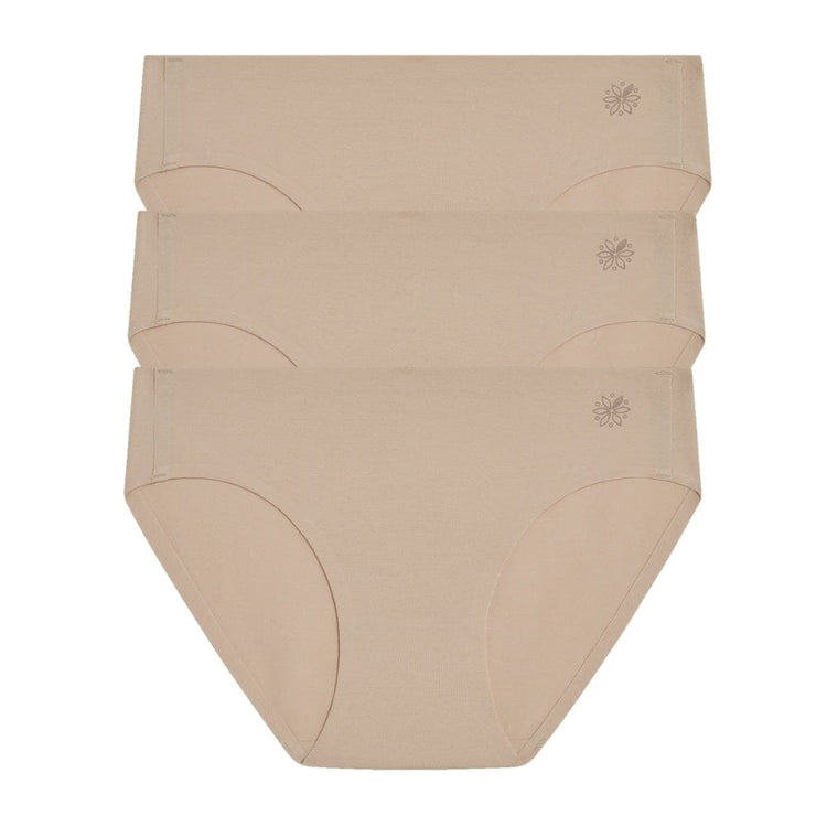 Best teen organic cotton hipster briefs in sand from front 3 pack