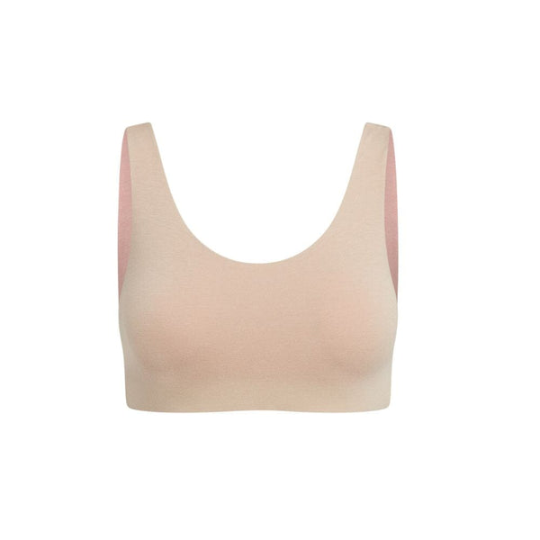 Front view of a Sand-Rose Organic Bra For Girls, Tweens and Teens