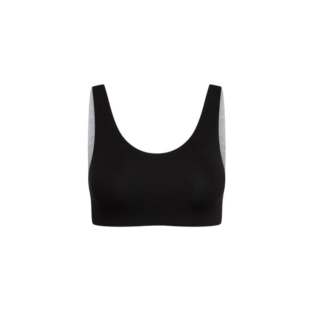 Black-Grey#A black Aster Organic Tank Bra from Bleuet, front view, featuring a simple and comfortable design.