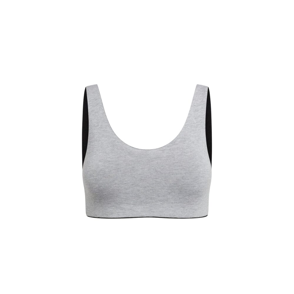 Black-Grey#Front view of a gray Aster Organic Tank Bra. Black-Grey#Organic Bras & Bralettes For Girls, Tweens and Teens