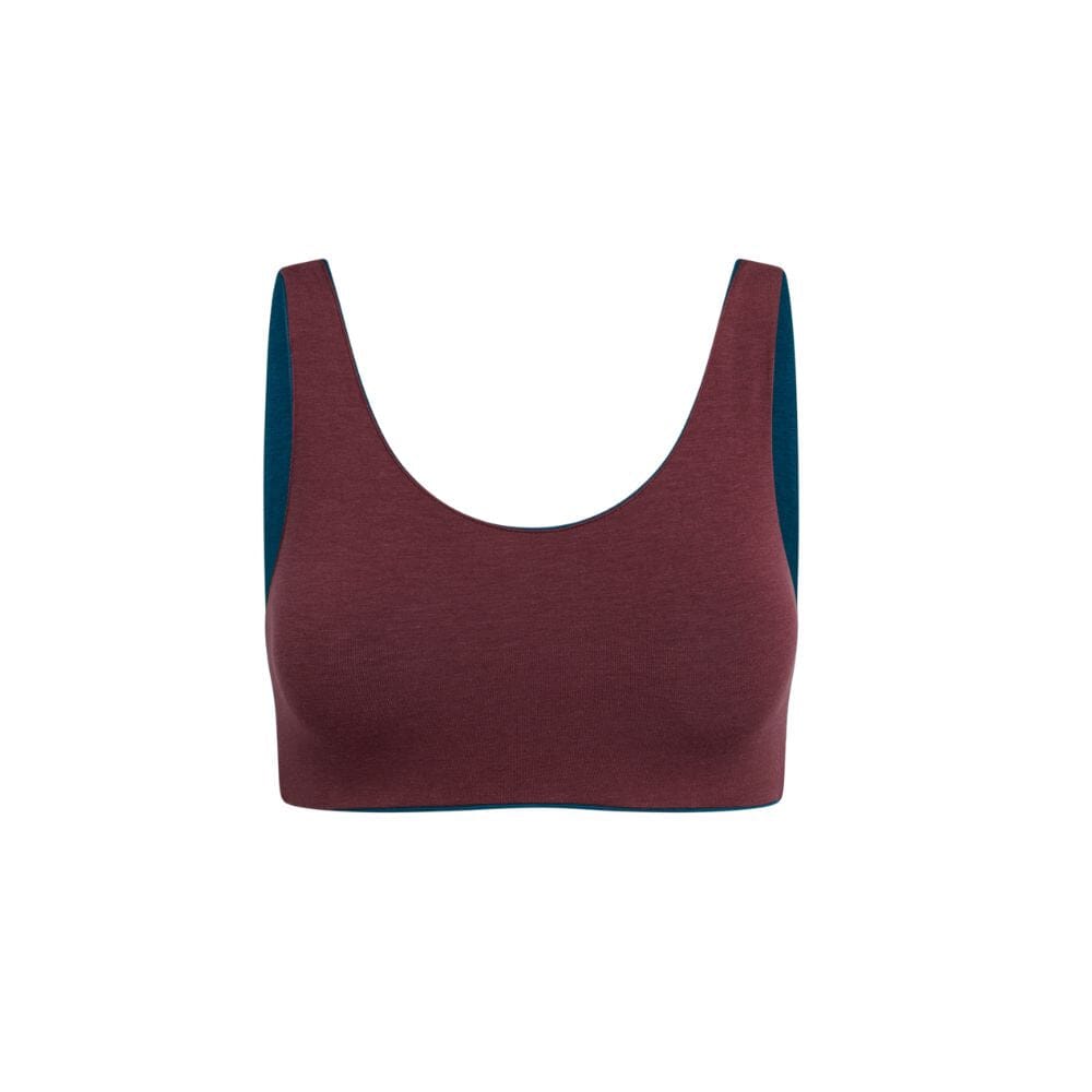 Teal-Maroon#A maroon Aster Organic Tank Bra from Bleuet, front view, featuring a simple and comfortable design. Teal-Maroon#Organic Bras & Bralettes For Girls, Tweens and Teens