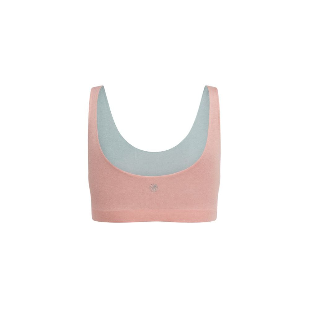 Rose-Mist#Pink Aster Organic Tank Bra with a light blue inner lining, back view.  Rose-Mist#Organic Bras & Bralettes For Girls, Tweens and Teens