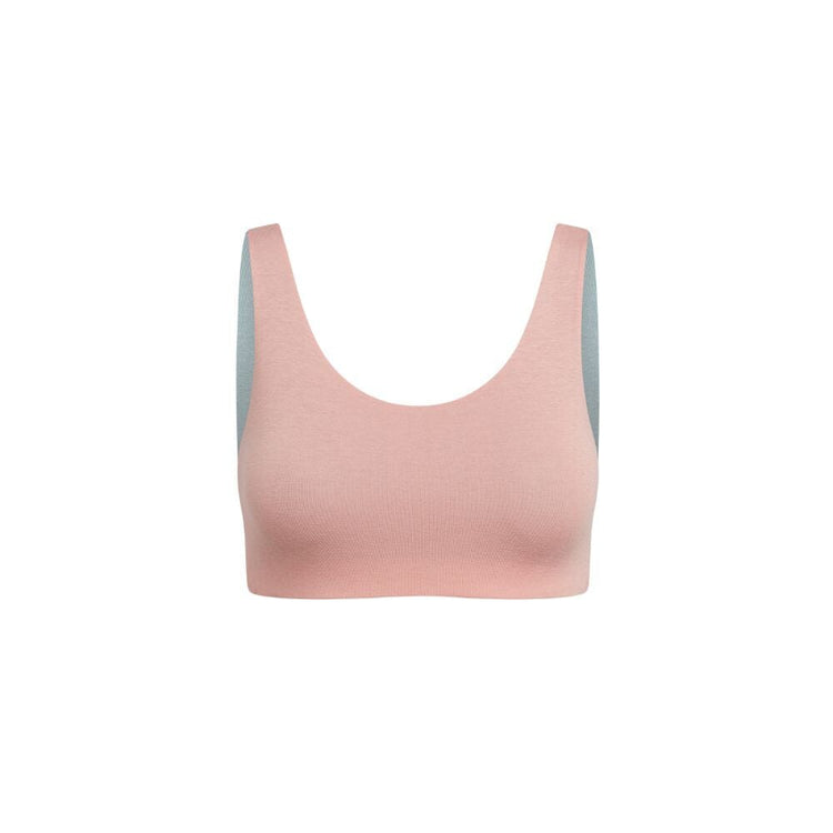 Rose-Mist#Pink Aster Organic Tank Bra with a light blue inner lining, front view.  Rose-Mist#Organic Bras & Bralettes For Girls, Tweens and Teens