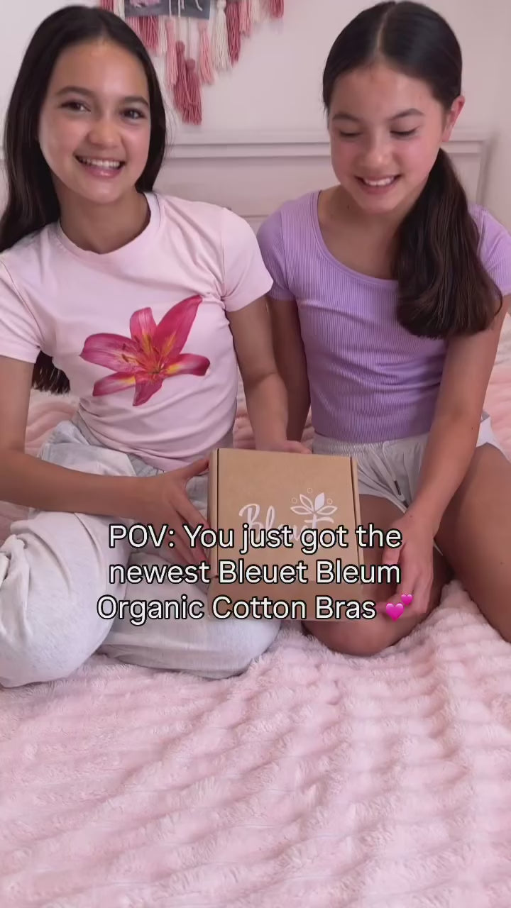 Organic Teen Bleum Bra and Training Bra in Ivory from back