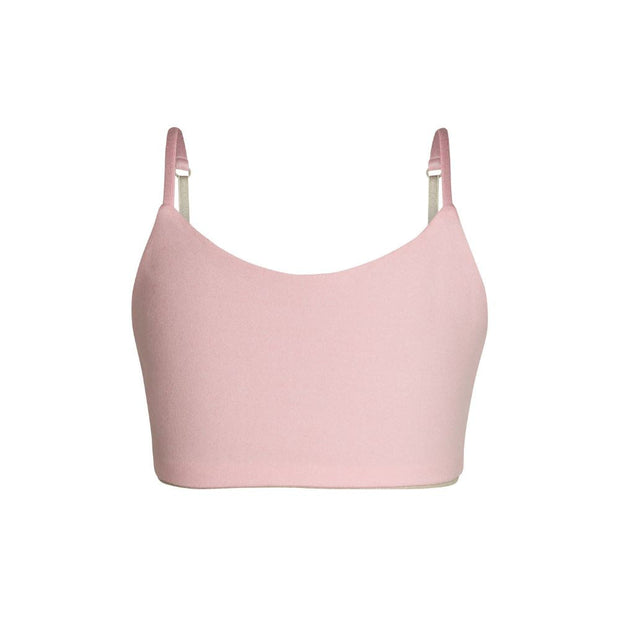 Bleuet Bleum seamless, ultra-soft & dual layer girls first bra and training bra in pink front view