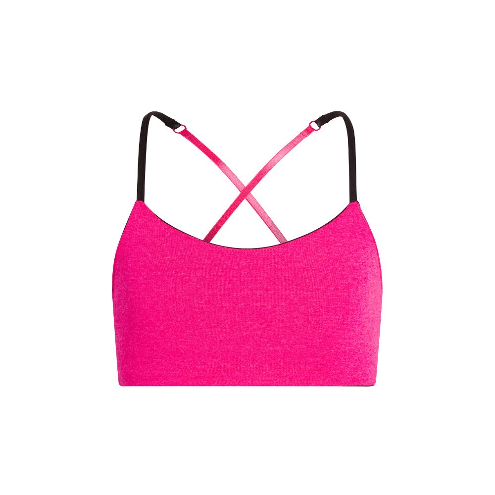 Fabletics Harlow Pink Blue Two In One Reversible Midi Sports Bra